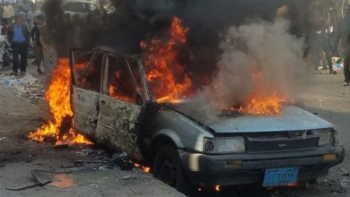 صورة سقوط ضحايا اثر انفجار سيارة مفخخة وسط مدينة تعز