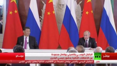 صورة مؤتمر صحفي للرئيسين الروسي والصيني عقب قمتهما في موسكو