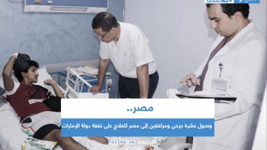 صورة وصول عشرة جرحى ومرافقين إلى مصر للعلاج على نفقة دولة الإمارات