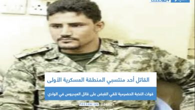 صورة القاتل أحد منتسبي المنطقة العسكرية الأولى .. قوات النخبة الحضرمية تلقي القبض على قاتل العيدروس في الوادي