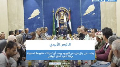 صورة الرئيس الزُبيدي، يشدد على بذل مزيد من الجهود ورصد أي تحركات مشبوهة لمحاولة عرقلة تنفيذ اتفاق الرياض