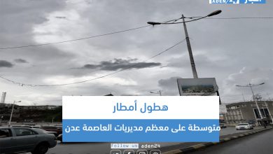 صورة هطول أمطار متوسطة على معظم مديريات العاصمة عدن