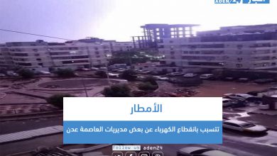 صورة الأمطار تتسبب بانقطاع الكهرباء عن بعض مديريات العاصمة عدن