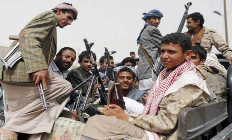 Houthi Fighters Ride A Patrol Truck Outside Sanaa Airport