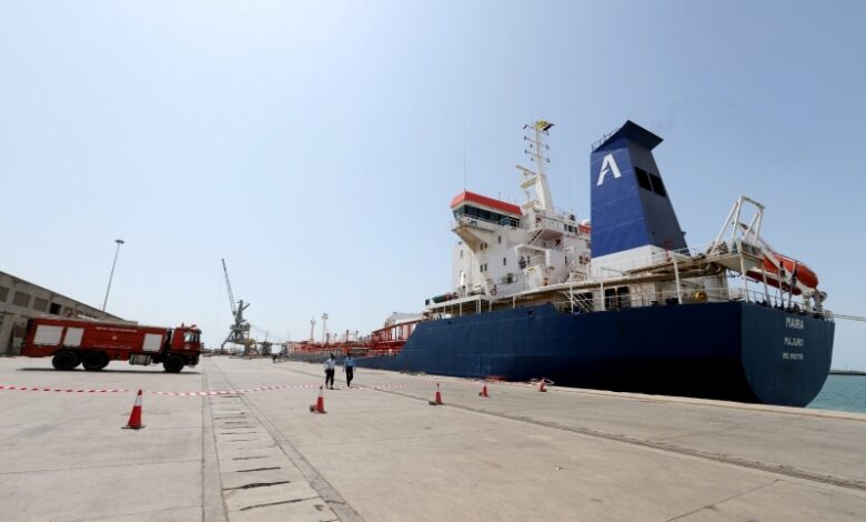 Oil Tanker Docks At The Port Of Hodeidah, Yemen