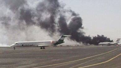 صورة #التحالف يشن غارات عنيفة على مطار #صنعاء