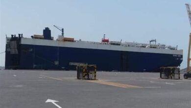 صورة وصول باخرة عملاقة إلى ميناء العاصمة عدن