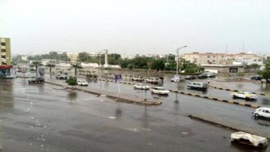 صورة أمطار متفرقة على العاصمة عدن خلال الساعات القادمة