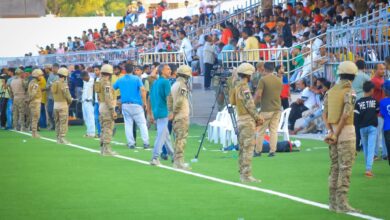 صورة قوات العاصفة تقوم بتأمين مباراة افتتاح الجولة السابعة من دوري العاصمة عدن لكرة القدم