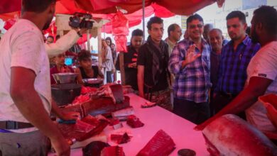 صورة مدير عام مديرية دارسعد ينفذ نزول ميداني لضبط أسعار الأسماك واللحوم