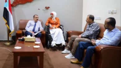 صورة اللواء بن بريك يلتقي رئيسة الشبكة الوطنية لمناصرة حقوق ذوي الهمم ومنسق شؤون المنظمات بالضالع