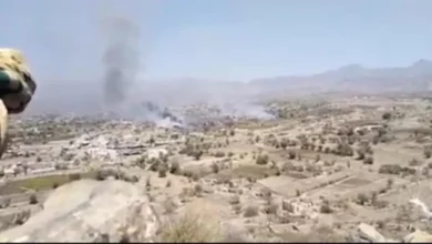 صورة مليشيات الحوثي تحرق منازل ومزارع المواطنين شمال الفاخر