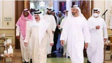 صورة بن زايد يستقبل ملك البحرين في أبوظبي