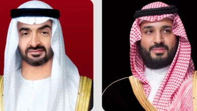 صورة ولي العهد السعودي يهنئ الشيخ محمد بن زايد بانتخابه رئيساً لـ دولة الإمارات
