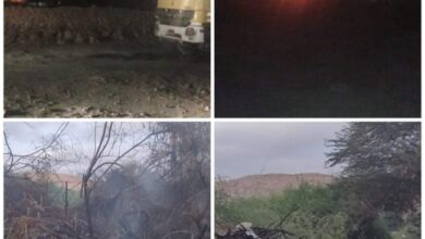 صورة الدفاع المدني يخمد حريق في مزارع الشين بغيل باوزير