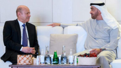 صورة لتنسيق إجراءات ردع الحوثي.. رئيس الإمارات يستقبل الرئيس الزُبيدي والعليمي