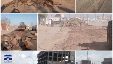 صورة الفرق الفنية تواصل أعمال صيانة طريق الحرم الجامعي في العاصمة عدن