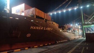 صورة وصول سفينة HANSA LANKA إلى محطة ميناء عدن للحاويات
