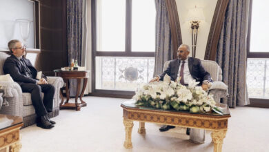 صورة الرئيس الزُبيدي يستقبل رئيس بعثة الاتحاد الأوروبي لدى بلادنا