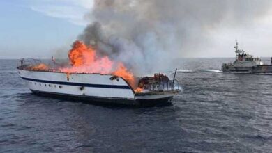 صورة حريق يلتهم مراكب صيد بميناء الأتكة في مصر
