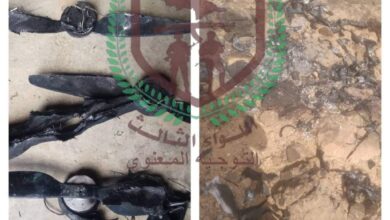 صورة قوات دفاع شبوة تسقط طائرة حوثية مسيرة في جبهة حريب 