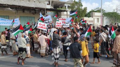 صورة مسيرة حاشدة في أبين تضامناً مع غزة