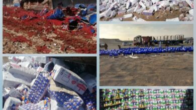صورة رفض وإتلاف منتجات مخالفة في العاصمة عدن والمهرة